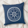 Welcome aboard boat name nautical ship's wheel throw pillow
