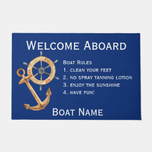 Welcome Aboard Boat Name Rules Doormat