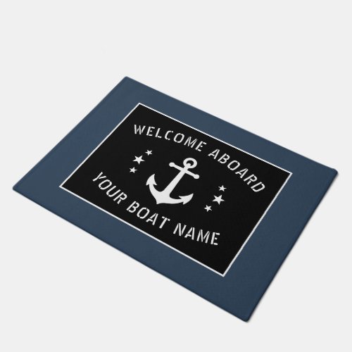 Welcome Aboard Boat Name Vintage Anchor Stars Doormat