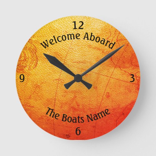 Welcome Aboard Boats Name Old Map _ Round Clock