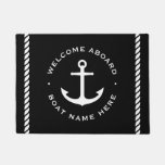 Welcome aboard custom boat name anchor black doormat