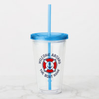 Welcome Aboard custom name boat acrylic tumbler