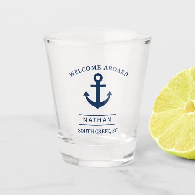  Welcome Aboard Custom Name  Shot Glass (Front)