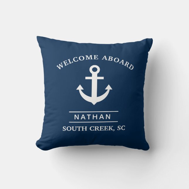 Welcome Aboard Custom Name  Throw Pillow (Front)