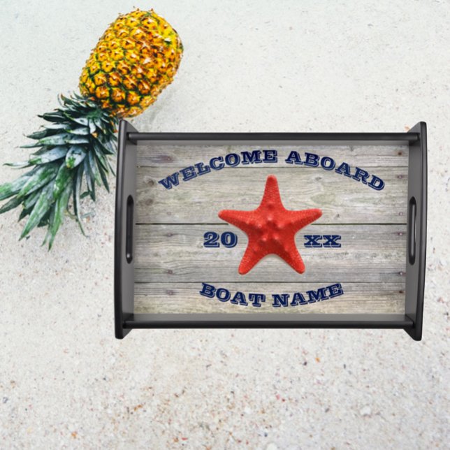 Welcome Aboard Dock Wood Personalized  Serving Tray (Creator Uploaded)