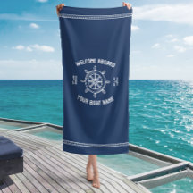Welcome Aboard Gift for Boat Owners Navy Blue