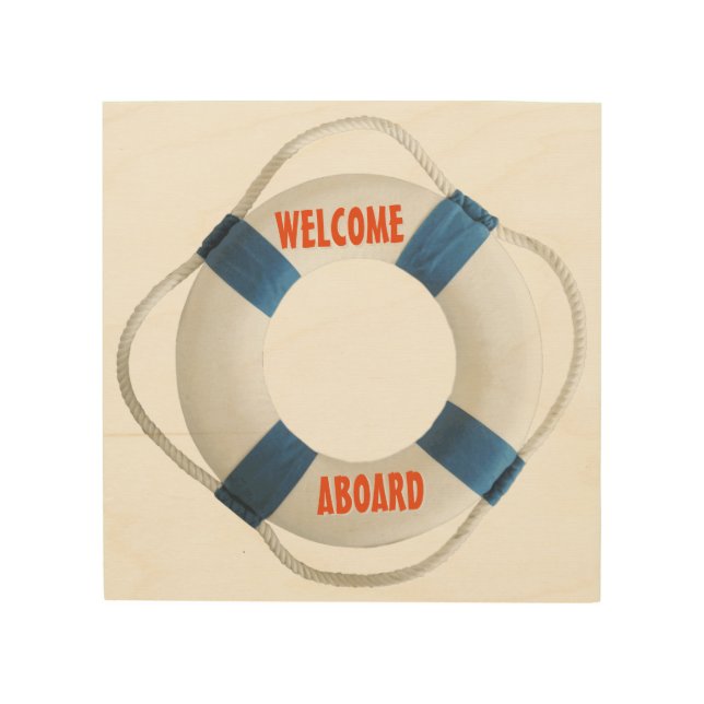 Welcome Aboard Life-Ring Nautical Wood Wall Decor (Front)