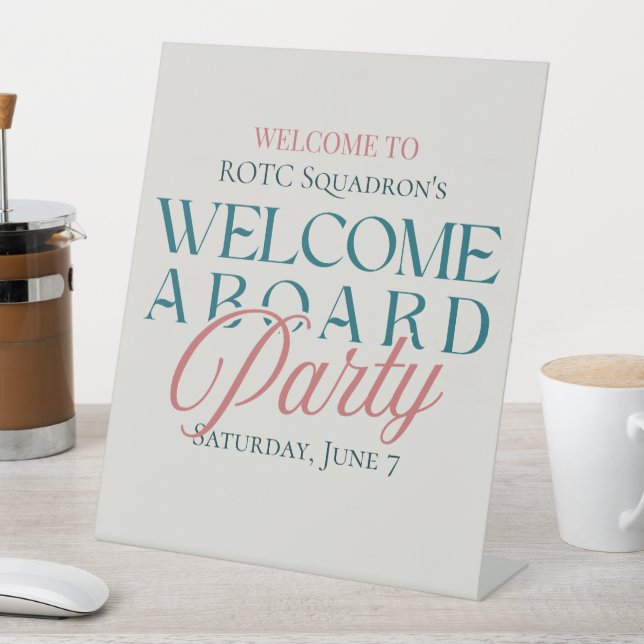 Welcome Aboard - Modern Military Kick-off Party Pedestal Sign (In SItu)
