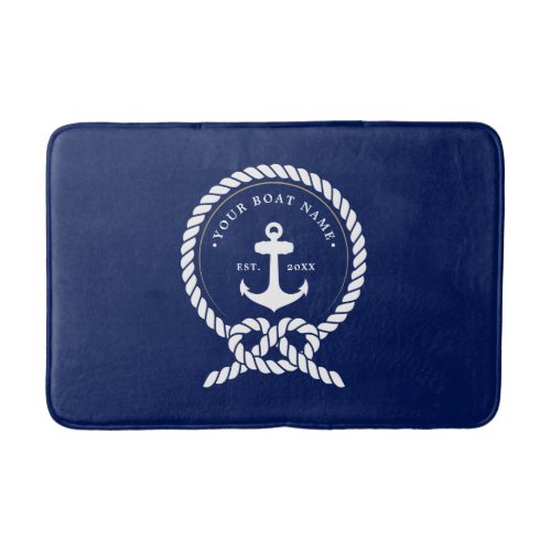 Welcome Aboard Nautical Anchor  Rope Boat Name Bath Mat