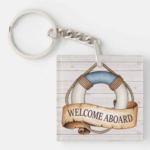 Welcome Aboard Nautical Beach  Keychain