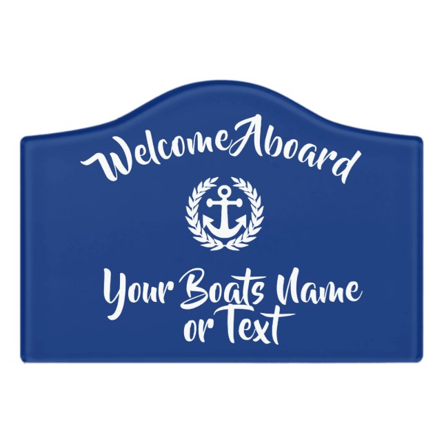 Welcome aboard nautical boat anchor door sign (Small Crest Front)