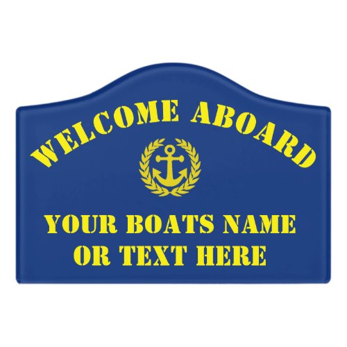 Welcome aboard nautical boat anchor door sign