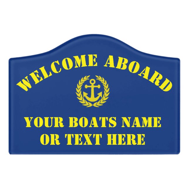 Welcome aboard nautical boat anchor door sign (Small Crest Front)