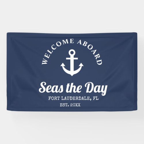 Welcome Aboard Nautical Boat Name   Banner