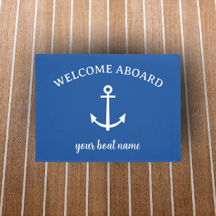 Welcome Aboard Nautical Boat Name Decor  Doormat