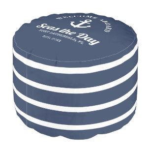 Welcome Aboard Nautical Boat Name  Pouf