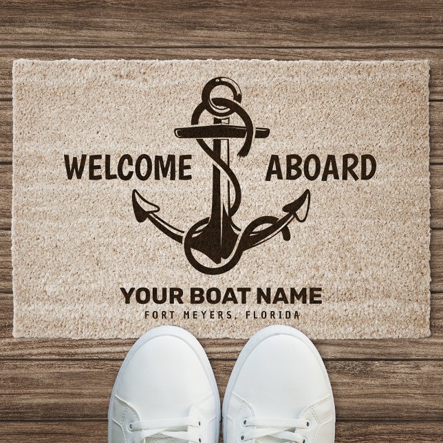 Welcome Aboard Nautical Doormat Boat Name Fiber Doormat (Creator Uploaded)