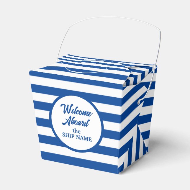 Welcome aboard nautical party favor boxes (Front Side)