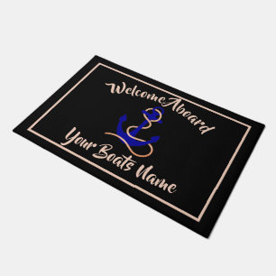 Welcome aboard nautical ships name anchor doormat