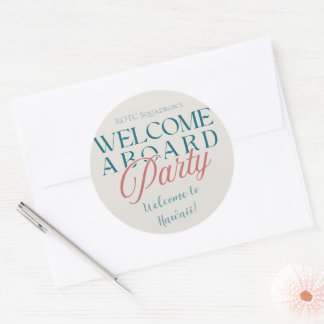 Welcome Aboard Party - Modern Military Kick-off Classic Round Sticker