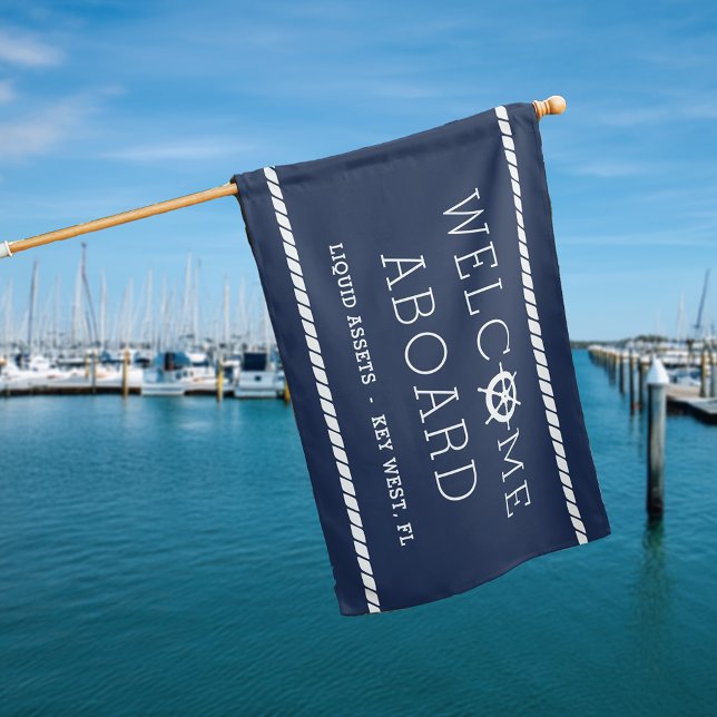 Welcome Aboard | Personalized Boat Name House Flag (Creator Uploaded)