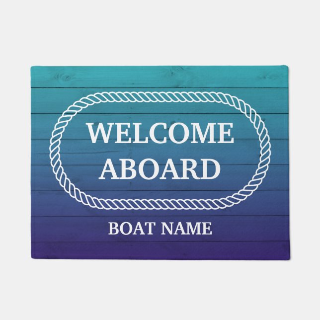 Welcome Aboard Personalized Boat Yacht Door Mat (Front)