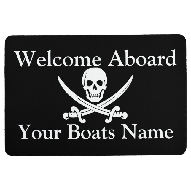 Welcome aboard pirate boat or yacht floor mat (Front)