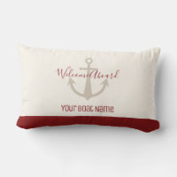 Welcome Aboard Red Cream Anchor Boat Name Nautical