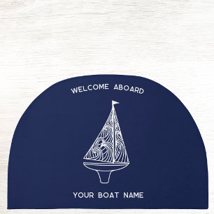 Welcome Aboard Sailing Boat Name Doormat