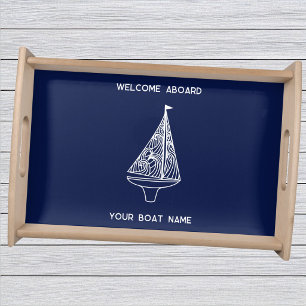 Welcome Aboard Sailing Boat Name Serving Tray