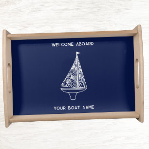 Welcome Aboard Sailing Boat Name Serving Tray