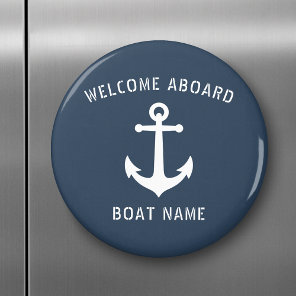 Welcome Aboard Vintage Nautical Anchor Boat Name Magnet