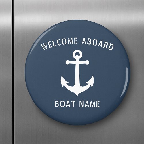 Welcome Aboard Vintage Nautical Anchor Boat Name Magnet