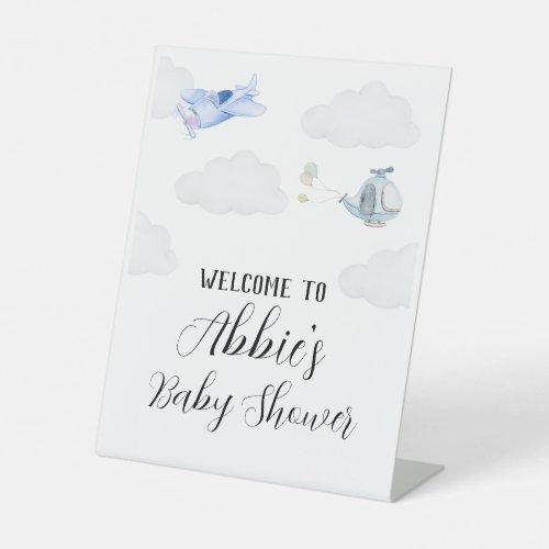 welcome airplane theme baby shower pedestal sign