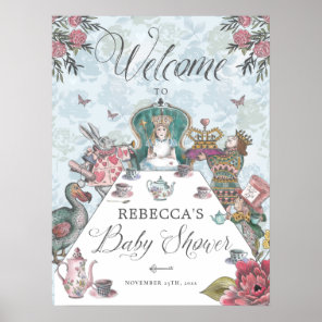 Welcome Alice in Wonderland Tea Party Baby Shower Poster