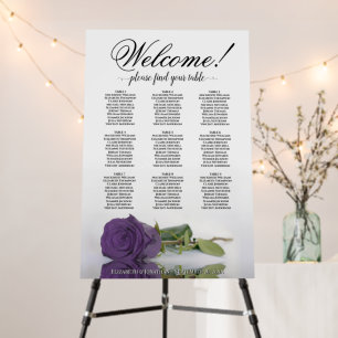 Welcome Amethyst Purple Rose 9 Table Seating Chart Foam Board