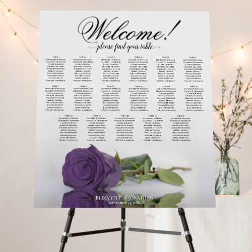 Welcome Amethyst Rose 17 Table Seating Chart Foam Board