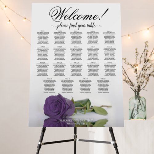 Welcome Amethyst Rose 19 Table Seating Chart Foam Board