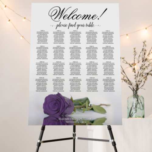 Welcome Amethyst Rose 20 Table Seating Chart Foam Board