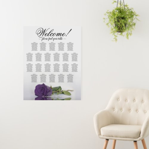 Welcome Amethyst Rose 22 Table Seating Chart Foam Board
