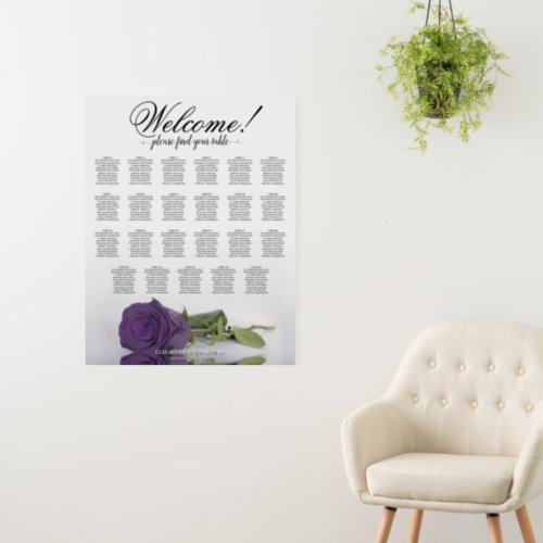 Welcome Amethyst Rose 23 Table Seating Chart Foam Board