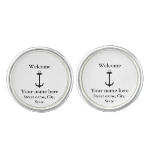 Welcome anchor simple design add name place detail cufflinks