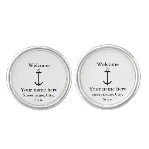 Welcome anchor simple design add name place detail cufflinks