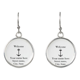 Welcome anchor simple design add name place detail earrings