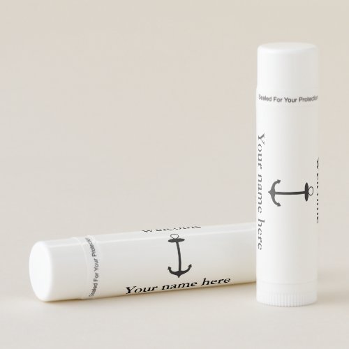Welcome anchor simple design add name place detail lip balm