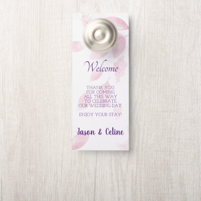 Welcome and Do not Disturb Wedding Door Hanger (On Knob)