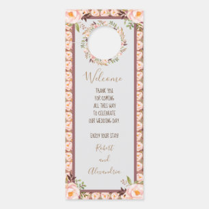 Welcome and Do not Disturb Wedding Floral Frame Door Hanger