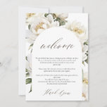 Welcome and Itinerary Wedding White Peony  Invitation<br><div class="desc">White Peony Floral Wedding Arch welcome and itinerary /program</div>