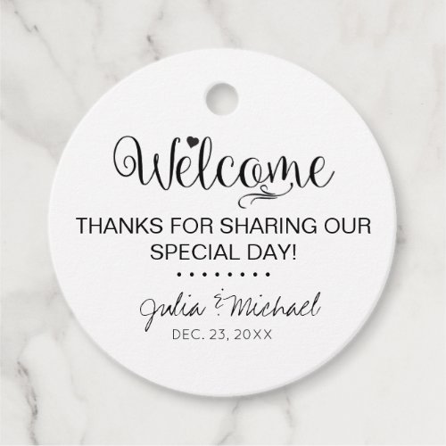 Welcome and Thank you Wedding Favor Tag Gift Tag