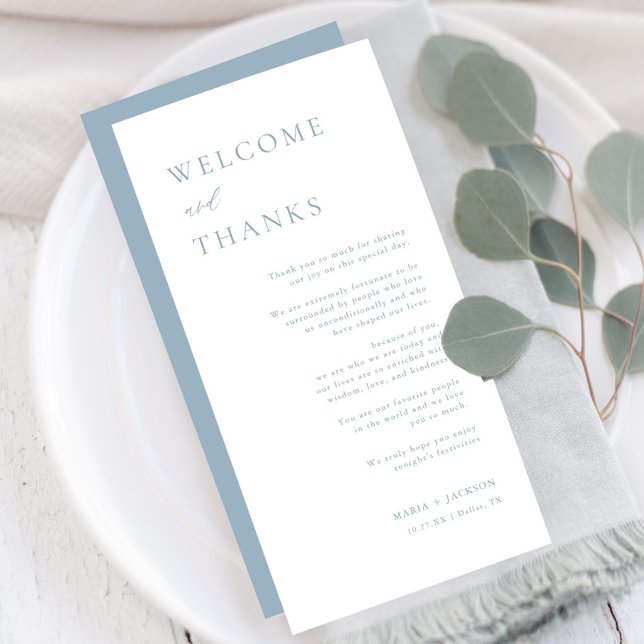 Welcome and Thanks Dusty Blue Thank You Place Card (Creator Uploaded)